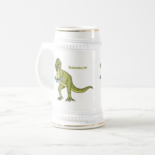 Chope À Bière Illustration de dinosaure T rex drôle (Devant gauche)
