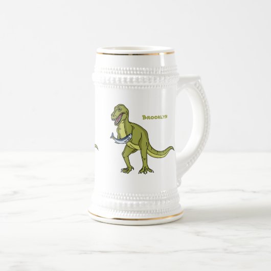 Chope À Bière Illustration de dinosaure T rex drôle (Devant droit)