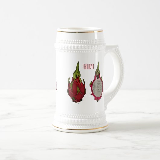 Chope À Bière Illustration de dragon fruit (Devant droit)