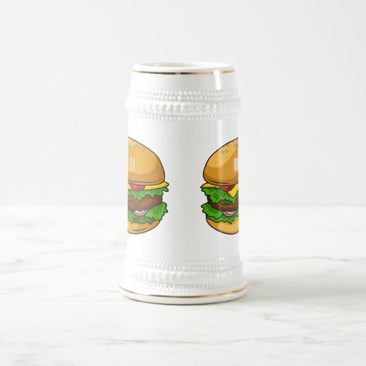 Chope À Bière Illustration de Hamburger (Centre)