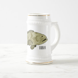 Chope À Bière Illustration de la caricature du poisson de mérou