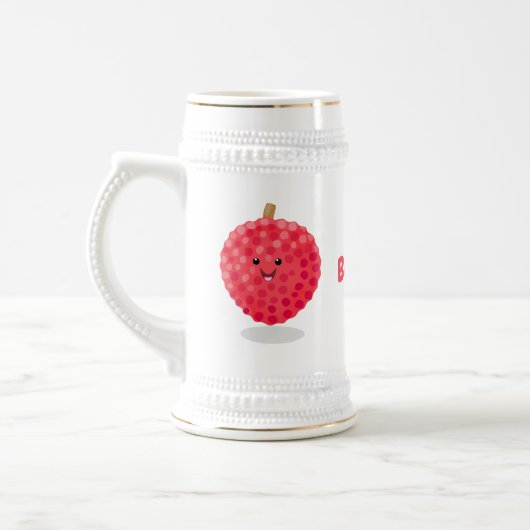 Chope À Bière Illustration de litchee rose mignon (Gauche)