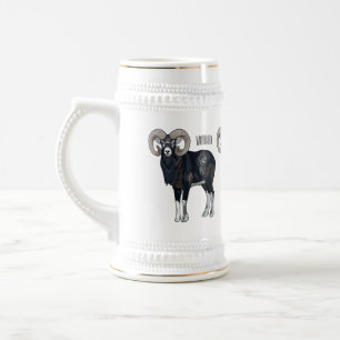 Chope À Bière Illustration de mouflon, mouton