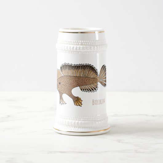 Chope À Bière Illustration de poisson à main (Centre)