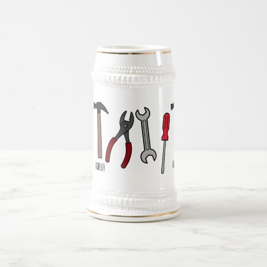 Chope À Bière Illustration des outils de menuiserie (Centre)