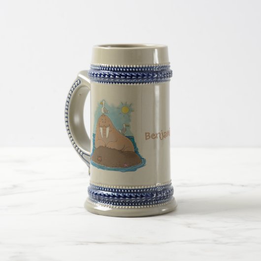 Chope À Bière Illustration drôle de morse joyeux (Devant gauche)