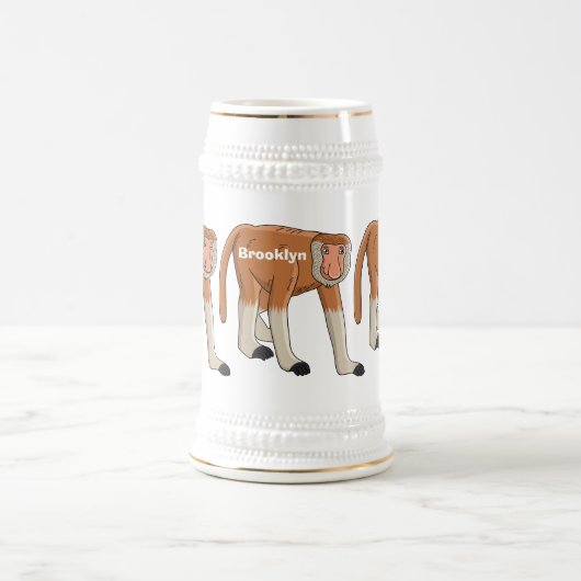 Chope À Bière Illustration drôle de singe proboscis (Centre)