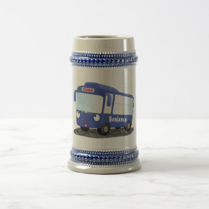 Chope À Bière Illustration d'un bus moderne bleu mignon