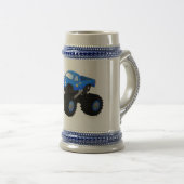 Chope À Bière Illustration d'un camion monstre bleu mou (Devant droit)