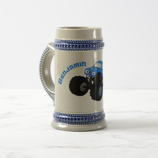 Chope À Bière Illustration d'un camion monstre bleu mou (Devant gauche)