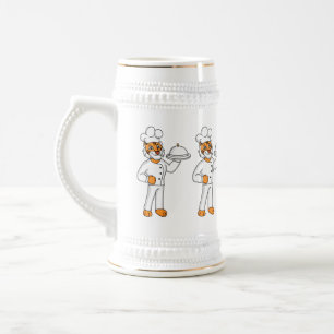 Chope À Bière Illustration d'un chef tigre drôle et mignon