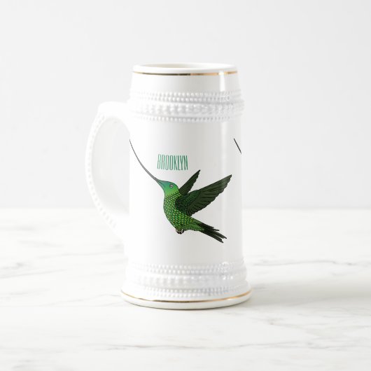Chope À Bière Illustration d'un colibri à bec épée (Devant gauche)