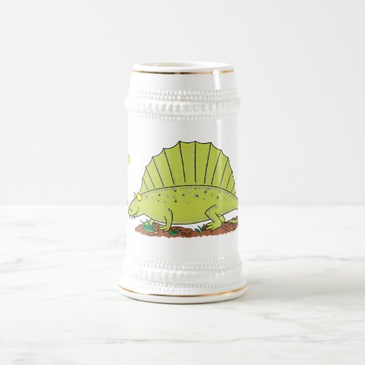 Chope À Bière Illustration d'un dimétrodon vert mignon (Centre)