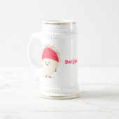 Chope À Bière Illustration mignon du ramboutan rose (Devant gauche)
