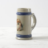 Chope À Bière Image d'aquarelle mignonne Pomeranian (Devant droit)