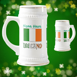 Chope À Bière Irlande Drapeau vert Personnalisation