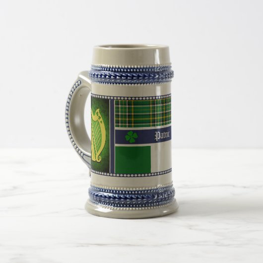 Chope À Bière Irlande Tartan national/drapeau Harpe/shamrock ave (Devant gauche)
