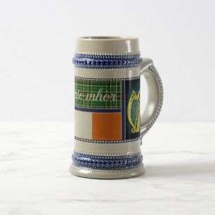 Chope À Bière Irlande Tartan national/harpe drapeau, shamrocks v