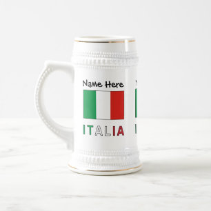 Chope À Bière Italia et Drapeau Italien Personnalisé