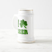 Chope À Bière J'aime le stein de jour de St Patrick de shamrock (Devant gauche)