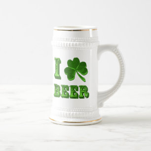 Chope À Bière J'aime le stein de jour de St Patrick de shamrock