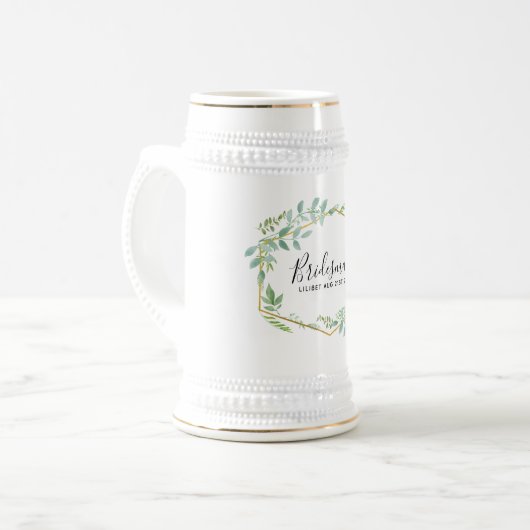 Chope À Bière Jardin Botanique Feuillage Vert Mariage (Devant gauche)