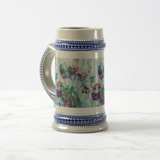 Chope À Bière Jardin des colibris Peinture abstraite (Devant gauche)