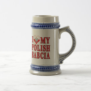 Chope À Bière J'Coeur Mon Polonais Babcia