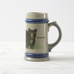 Chope À Bière ~ Je t'aime en allemand ~ Black Bear blue trim