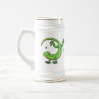 Joli gecko vert salutations avec dessin animé