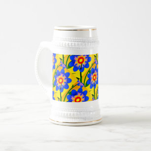 Chope À Bière Joli Motif de fleurs Abstraites