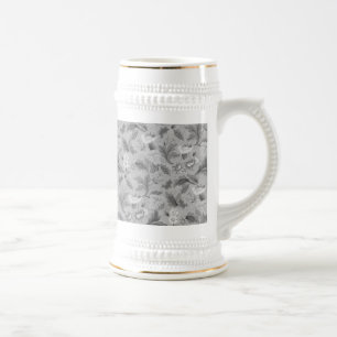 Chope À Bière Joli motif floral gris