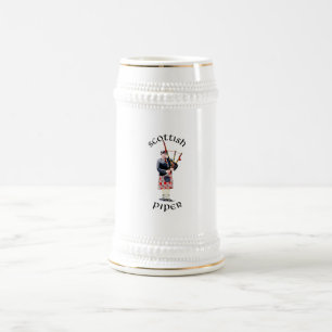Chope À Bière Joueur Bagpipe en rouge