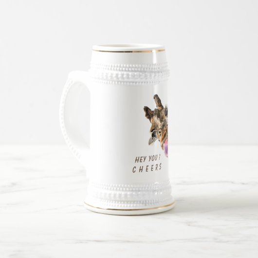Chope à bière joyeuse avec girafe langue sortie Ch (Devant gauche)