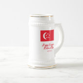 Chope À Bière Joyeuse fête nationale de Singapour Drapeau de Sin (Devant droit)