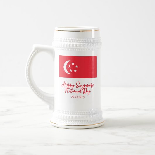 Chope À Bière Joyeuse fête nationale de Singapour Drapeau de Sin (Gauche)