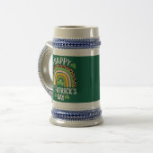 Chope À Bière Joyeuse Fête Saint Patrick Arc-en-ciel Trèfle (Devant gauche)