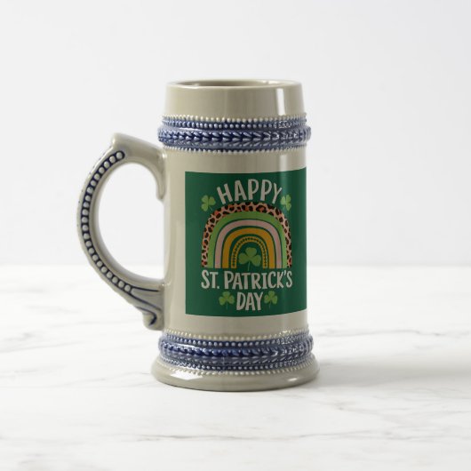 Chope À Bière Joyeuse Fête Saint Patrick Arc-en-ciel Trèfle (Gauche)