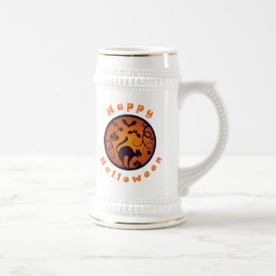 Chope À Bière Joyeuse lanterne d'Halloween araignées et chauves-