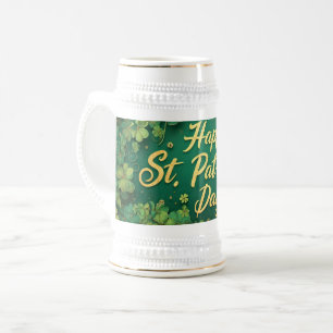 Chope À Bière Joyeux jour de la Saint-Patrick, motif de trèfle