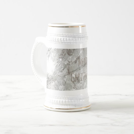 Chope À Bière Joyeux Noël brillant Crystal White Stein (Devant gauche)