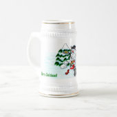 Chope À Bière Joyeux Noël ! Snowman avec amis (Devant gauche)