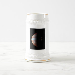 Chope À Bière Jupiter Planète Géante Gazeuse & Io Lune Galiléenn