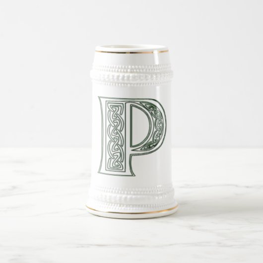 Chope À Bière KRW - P - Stein décoré d'un monogramme celtique (Centre)