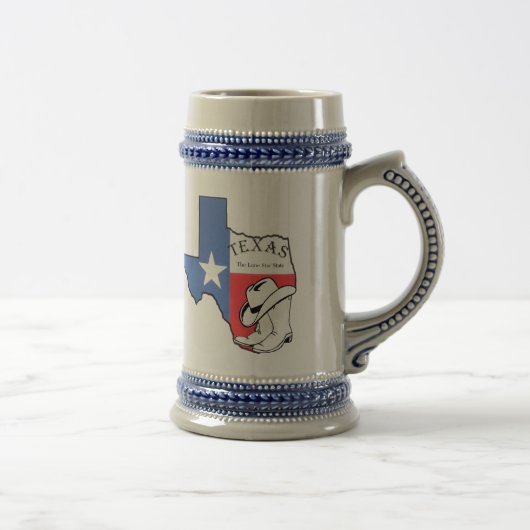 Chope À Bière La carte d'état du Texas avec l'étoile initialise (Droite)