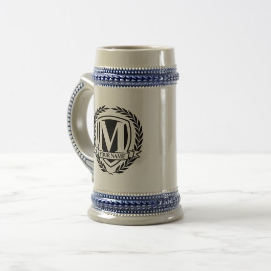 Chope À Bière Laurel Monogramme Design Bière Stein (Devant gauche)