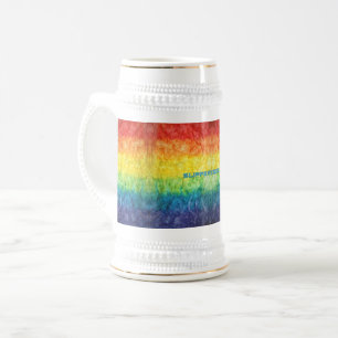Chope À Bière Le drapeau tie-dyé de SlipperyJoe arc-en-ciel pres