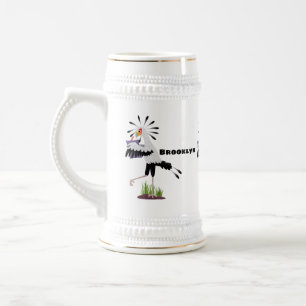 Chope À Bière Le mignon secrétaire oiseau écrire des notes dessi