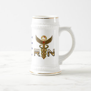 Chope À Bière L'engagement de RN de caducée d'infirmières a