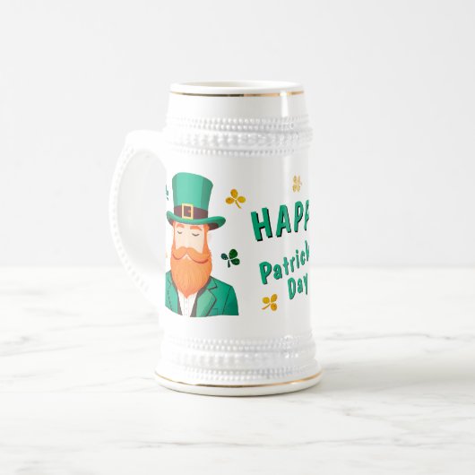 Chope À Bière Leprechaun Clover Shamrock Patrick's Day (Devant gauche)